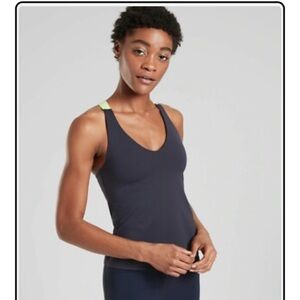Athleta Navy Racerback Tank with Built-In Bra – Medium
